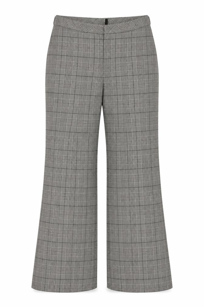 MEXX Women’s Grey Plaid Wide-Leg Dress Trousers UK 14 Stretch