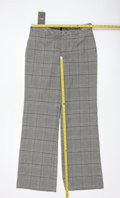 Back view of MEXX Women’s Grey Plaid Wide-Leg Dress Trousers UK 14 Stretch