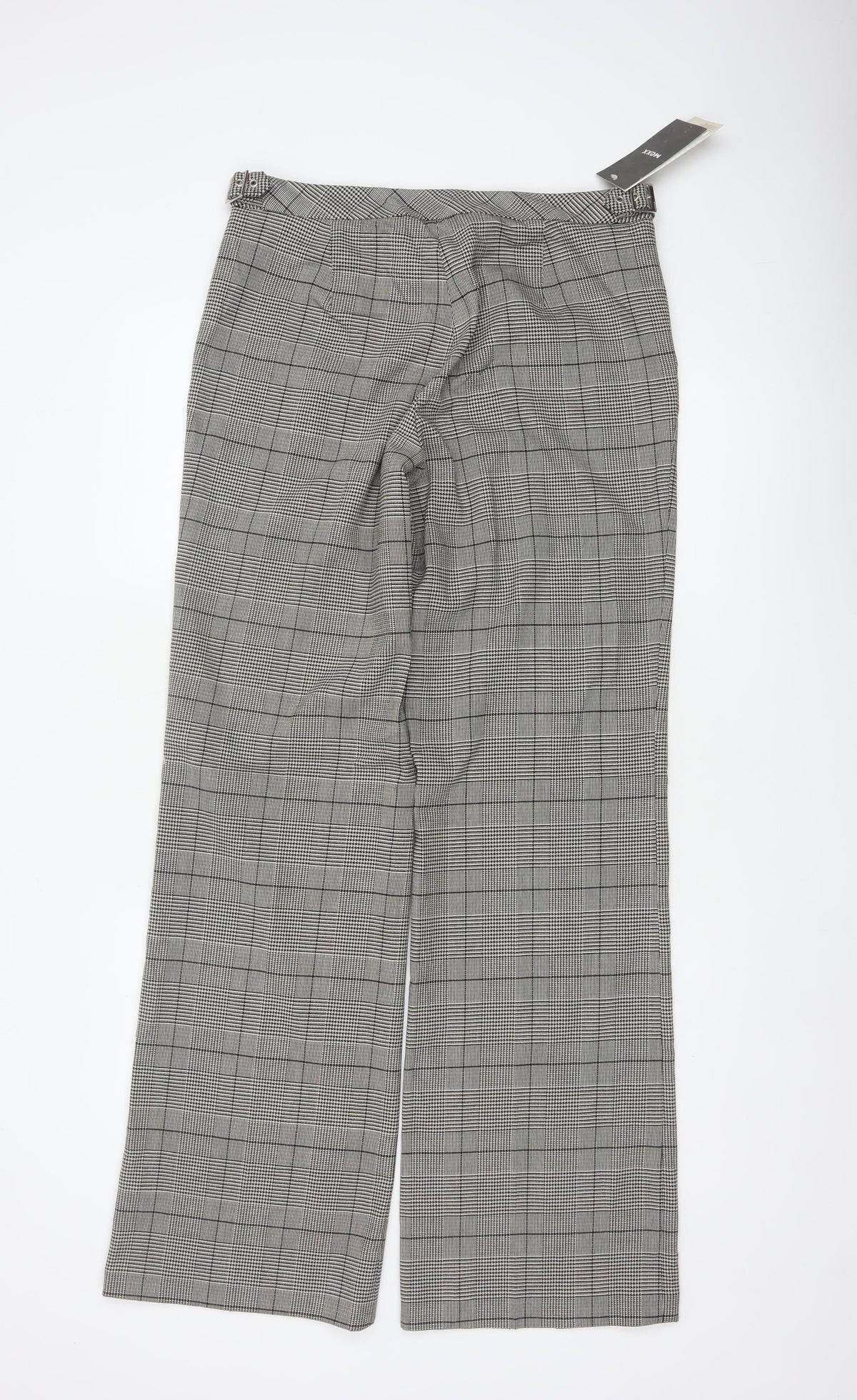 MEXX Women’s Grey Plaid Wide-Leg Dress Trousers UK 14 Stretch