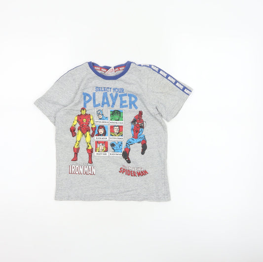 Marvel Boys Grey 7-8 Years Iron Man Spider-Man Graphic T-Shirt