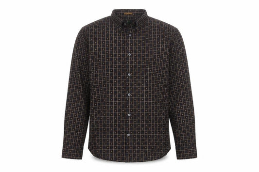Jasper Conran Men’s Black Geometric Cotton Long Sleeve Shirt M