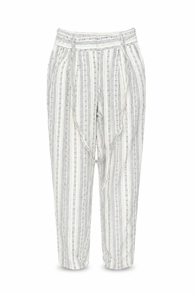 Marks & Spencer Women's Ivory Striped Paperbag Trousers UK 8