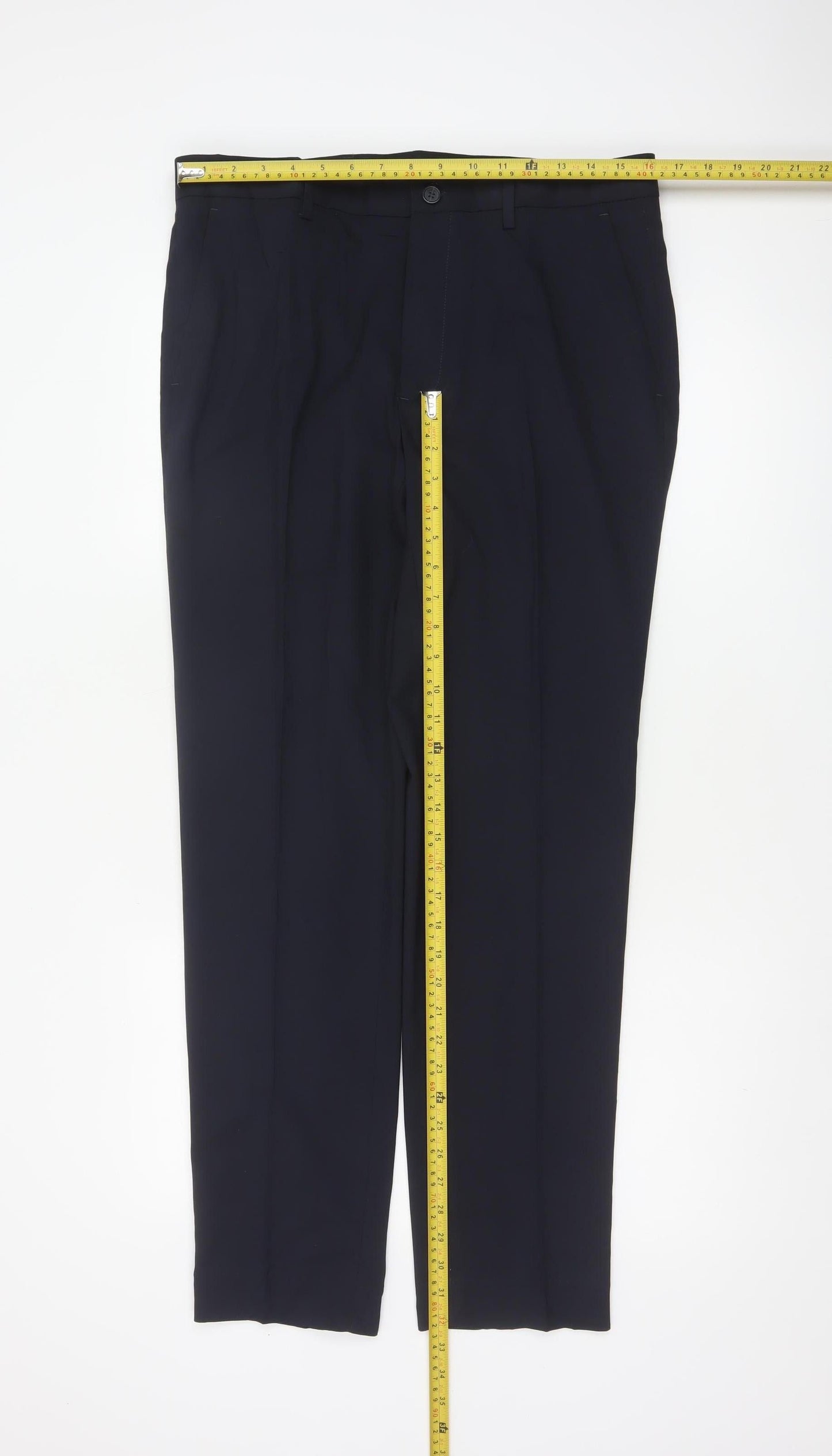 Marks and Spencer Men Navy 34in Skinny Dress Trousers Smart Work 31in