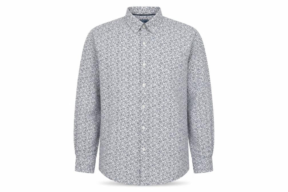 Moss 1851 Men’s Blue Floral Cotton Button-Up Shirt 2XL Long Sleeve