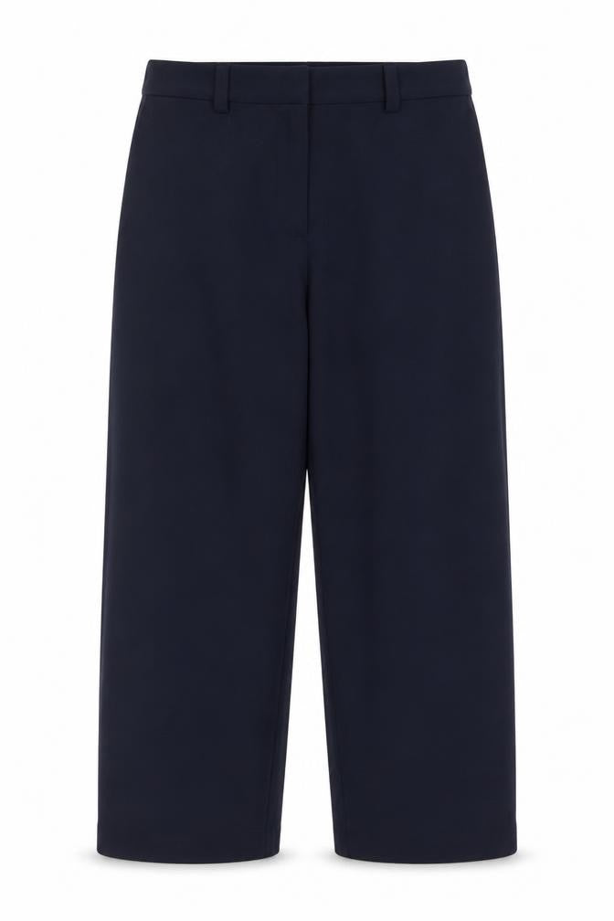 Marks & Spencer Women’s Navy Blue Size 24 Regular Wide Leg Belted Dress Trousers