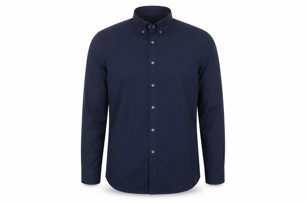 Marks & Spencer Men Blue 16 Slim Button Down Long Sleeve Shirt