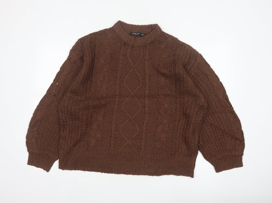 Brave Soul Women’s Brown Size 14 Cable Knit Mock Neck Jumper