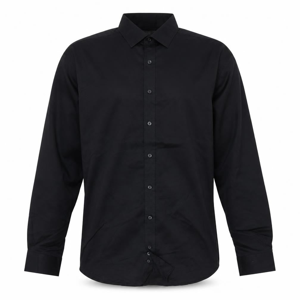 Marks & Spencer Men Black 17.5 Tailored Pure Cotton Long Sleeve Shirt