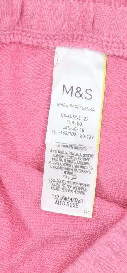 Marks & Spencer Women’s Pink Size 22 Sweat Shorts Drawstring Pockets
