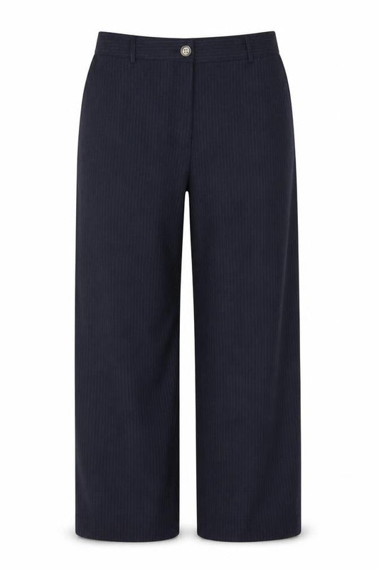 Marks & Spencer Women Blue Pinstripe UK 16 Straight Tailored Work Trousers