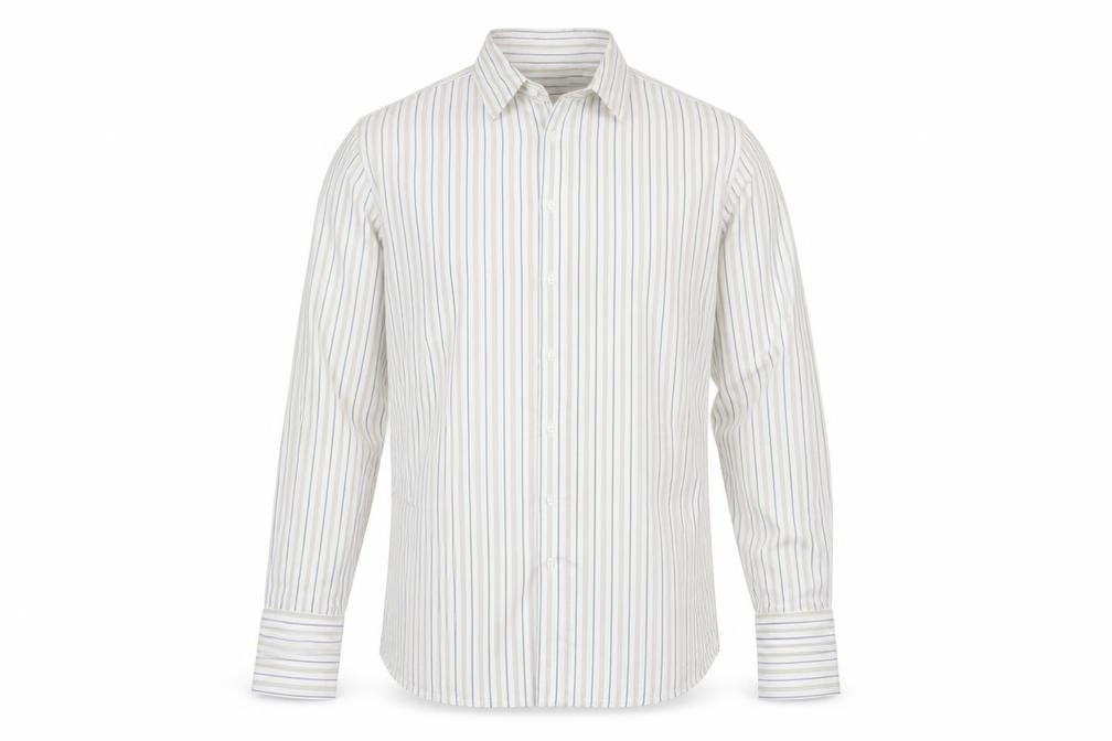 Marks & Spencer Men White Stripe Cotton Non-Iron Shirt Size 16