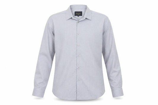 Retro Fire Men's Grey M Geometric Cotton Long Sleeve Button-Up Shirt