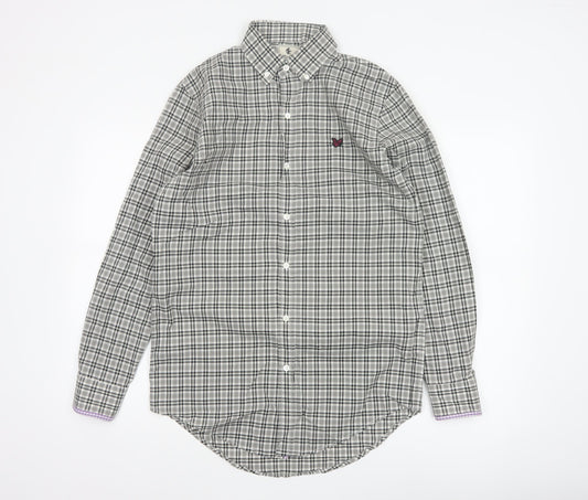 Lyle & Scott Men’s Grey Check Cotton Button-Up Shirt Size S Long Sleeve