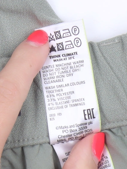 Marks & Spencer Women Green Size 8 Short Tapered Smart Trousers