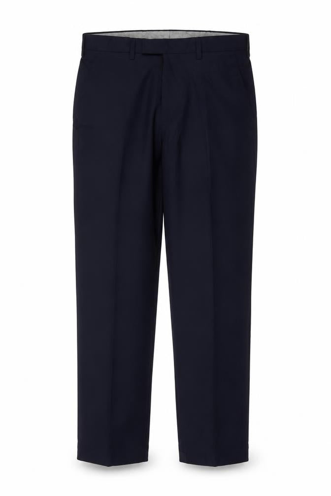 Marks & Spencer Mens Navy 34 Regular Wool Blend Straight Dress Trousers