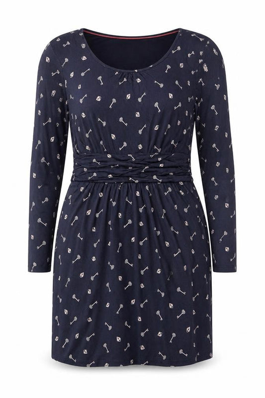 Boden Women Blue Petite UK 12 Jersey Ruched Knee Length Sheath Dress