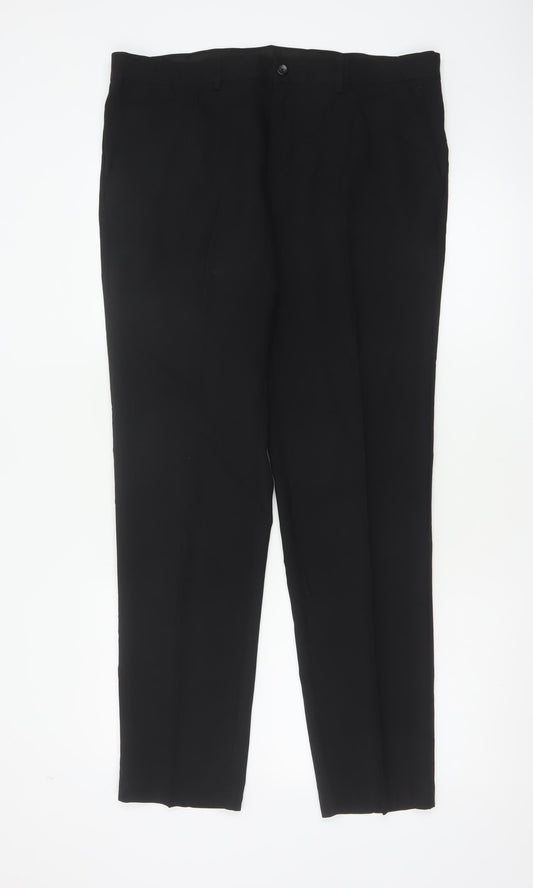 Marks & Spencer Men's Black 36 Regular Skinny Dress Trousers 31 Leg