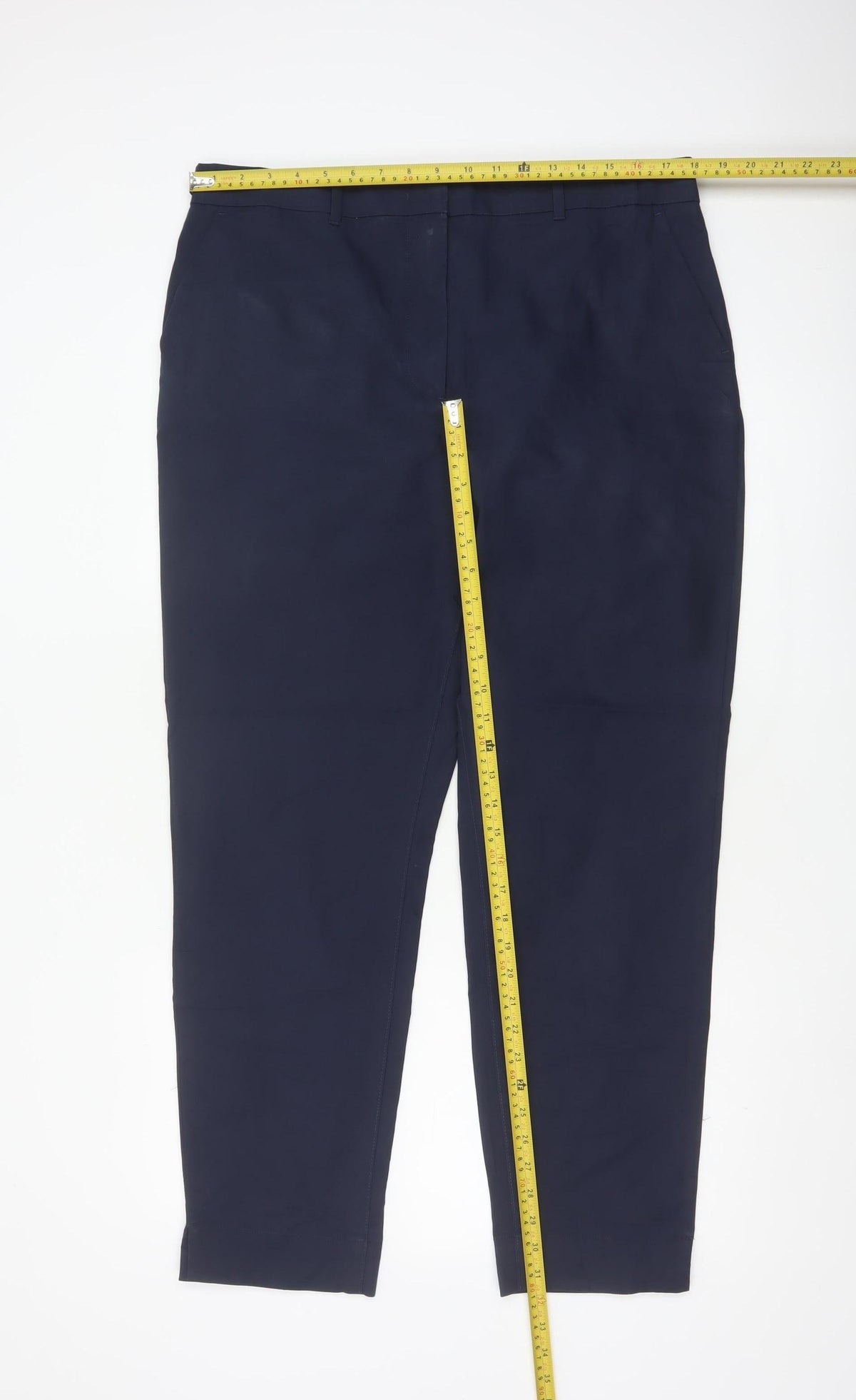 Marks & Spencer Women’s Blue Size 16 Cotton Blend Tapered Work Trousers