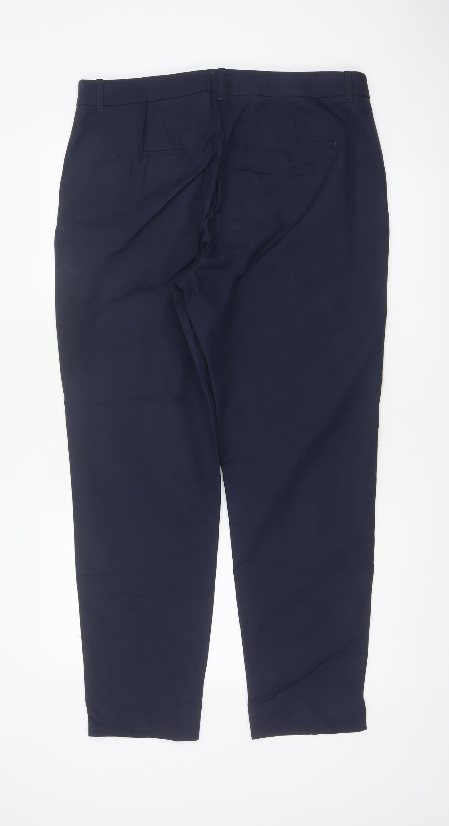 M&S Women’s Blue Size 16 Cotton Blend Tapered Work Trousers