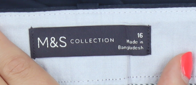 Marks & Spencer Women’s Blue Size 16 Cotton Blend Tapered Work Trousers