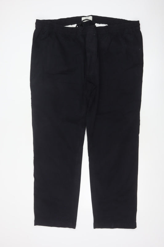 Marks & Spencer Men Black 3XL Straight Fit Drawstring Trousers
