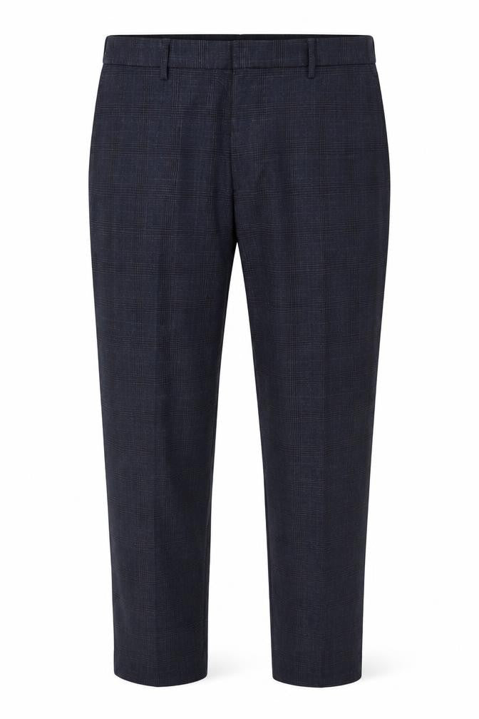 Marks & Spencer Men’s Blue Check Regular 42 Short Smart Trousers