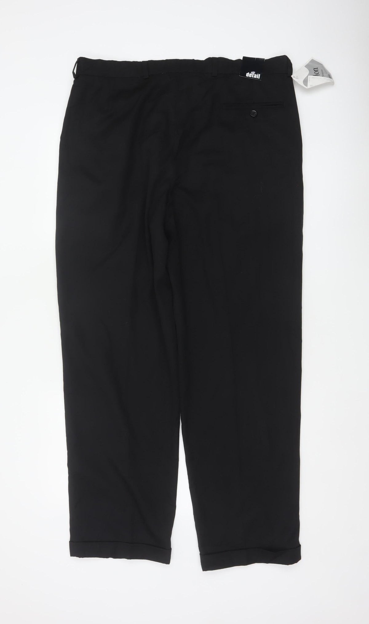 Detail Men’s Black 36R Pleated Tapered Dress Trousers Cuffed