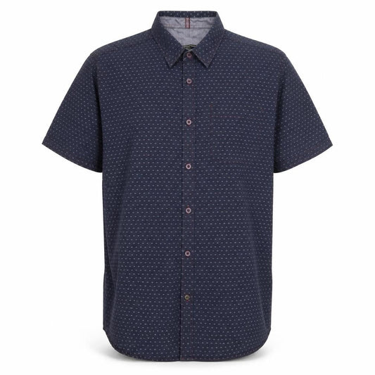 White Stuff Men Blue XL Slim Fit Cotton Geometric Short Sleeve Shirt