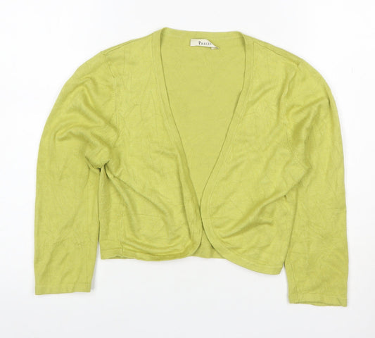 Precis Women Green Size S Open V-Neck Long Sleeve Viscose Cardigan
