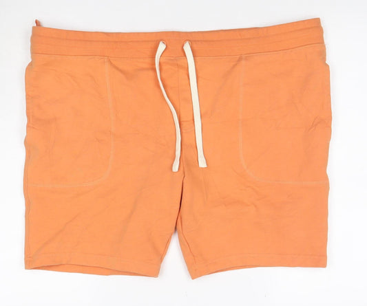 Marks and Spencer Men Orange 3XL Sweat Shorts Drawstring Jersey Pockets