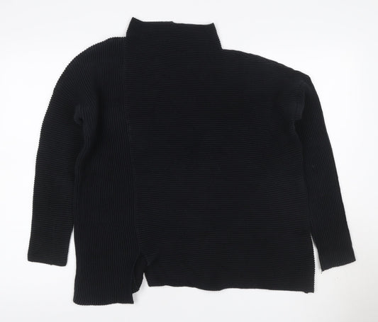French Connection Women’s Black S Rib Knit Open High Neck Cardigan
