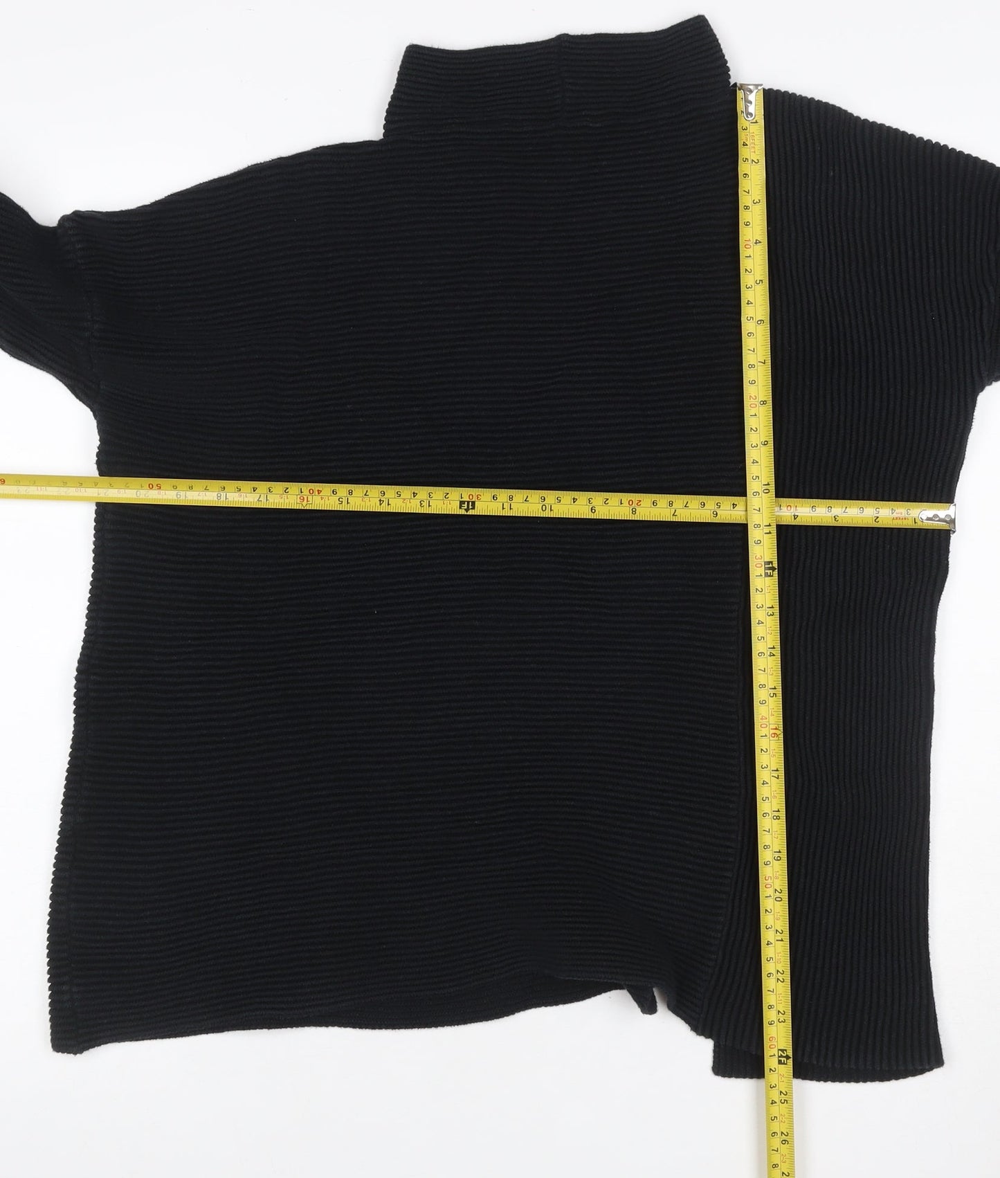 French Connection Women’s Black S Rib Knit Open High Neck Cardigan