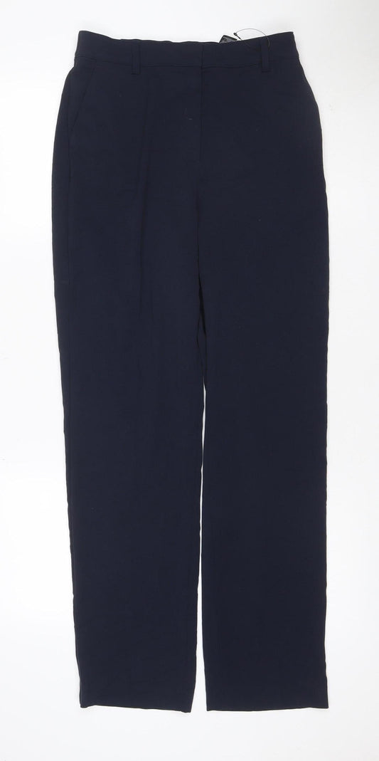 Marks and Spencer Women Navy Blue UK 10 Straight Leg Dress Trousers