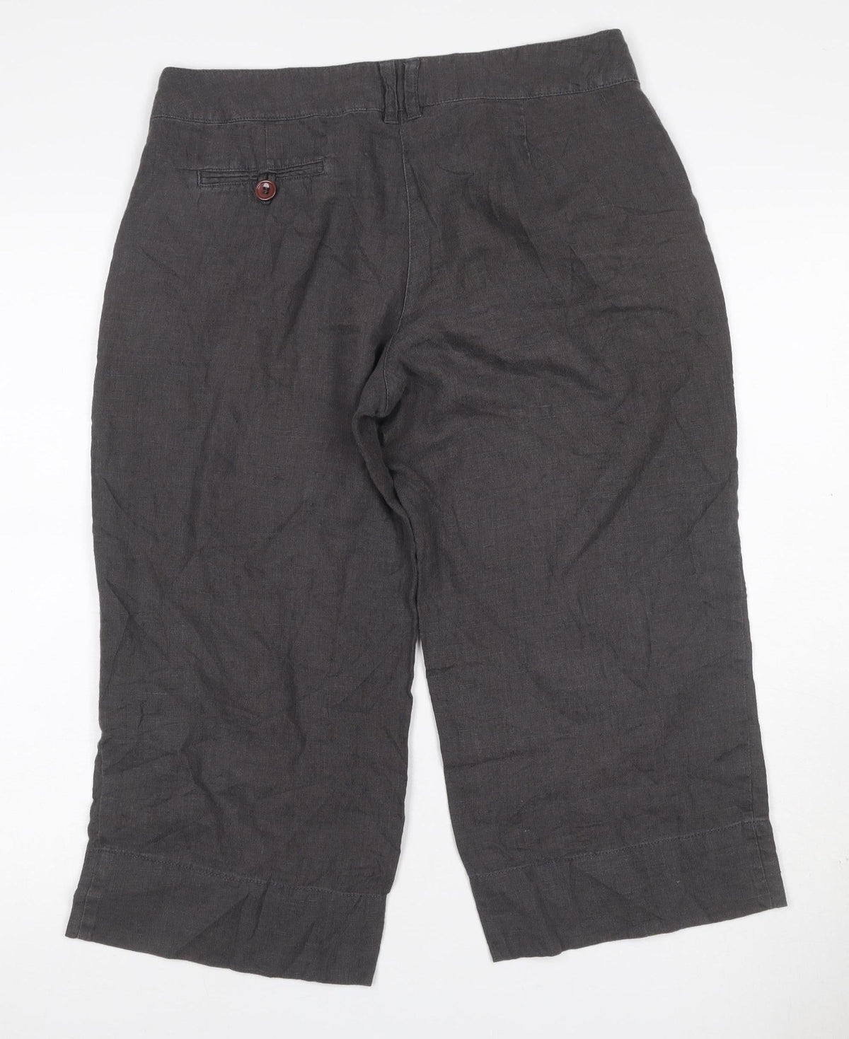 Phase Eight Women’s Grey Linen Cropped Wide-Leg Trousers UK 12