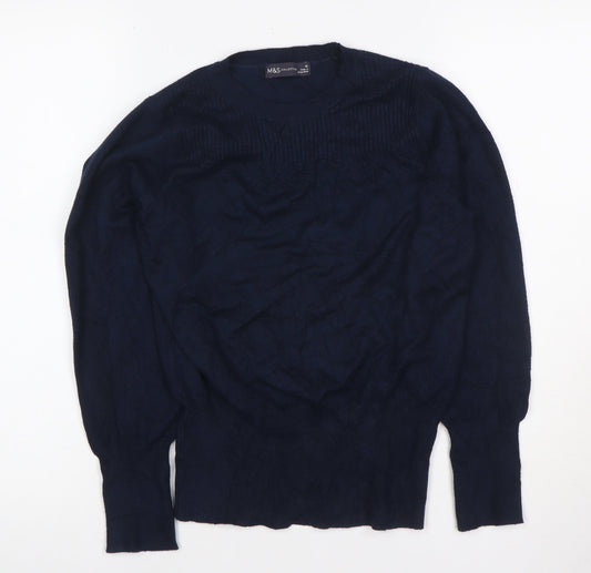 Marks and Spencer Women’s Navy Blue Size 10 Crew Neck Knit Jumper
