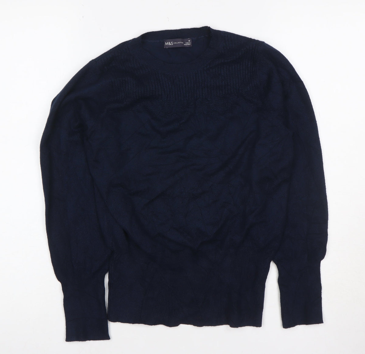 Marks & Spencer Women’s Navy Blue Size 10 Crew Neck Knit Jumper