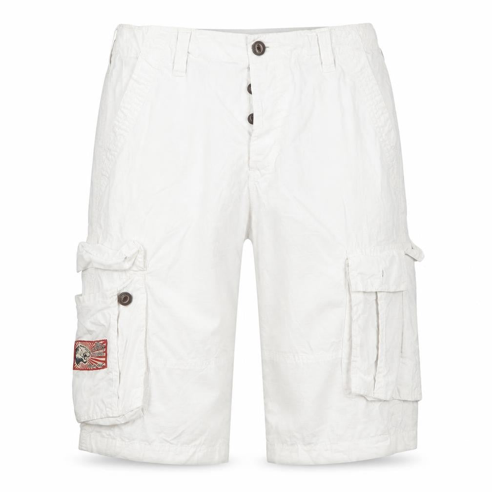 Tokyo Laundry Men's White L Cargo Shorts Button Pockets Cotton