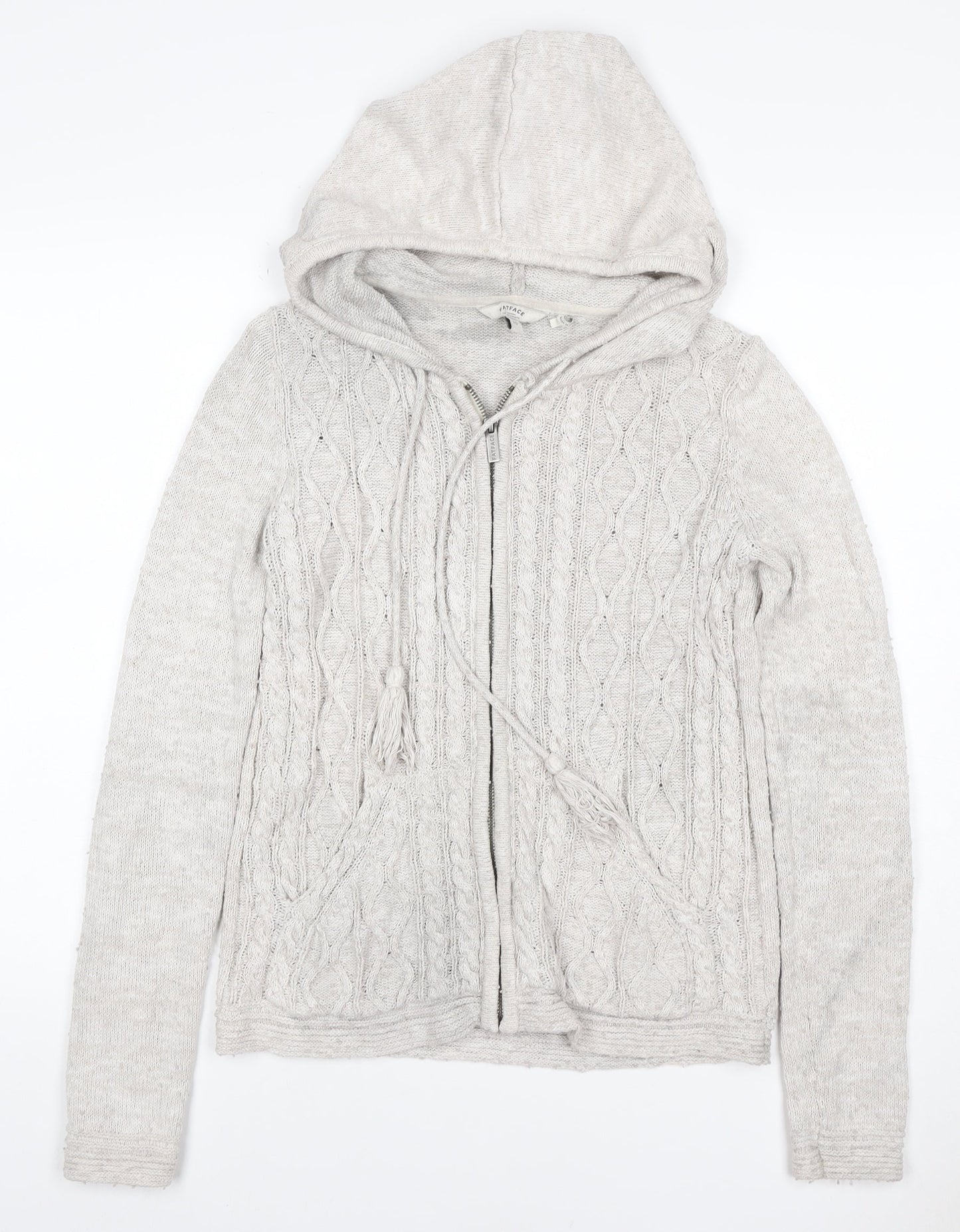 Surface Women’s Ivory Size 10 Linen Cable Knit Full Zip Hoodie