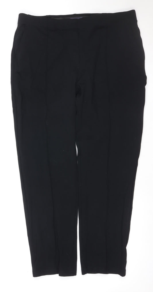 Marks & Spencer Women Black UK 18 Short Straight Tailored Dress Trousers