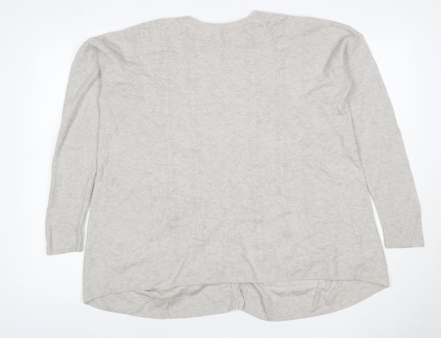 Fat Face Women’s Grey Cable Knit Button Cardigan UK 14