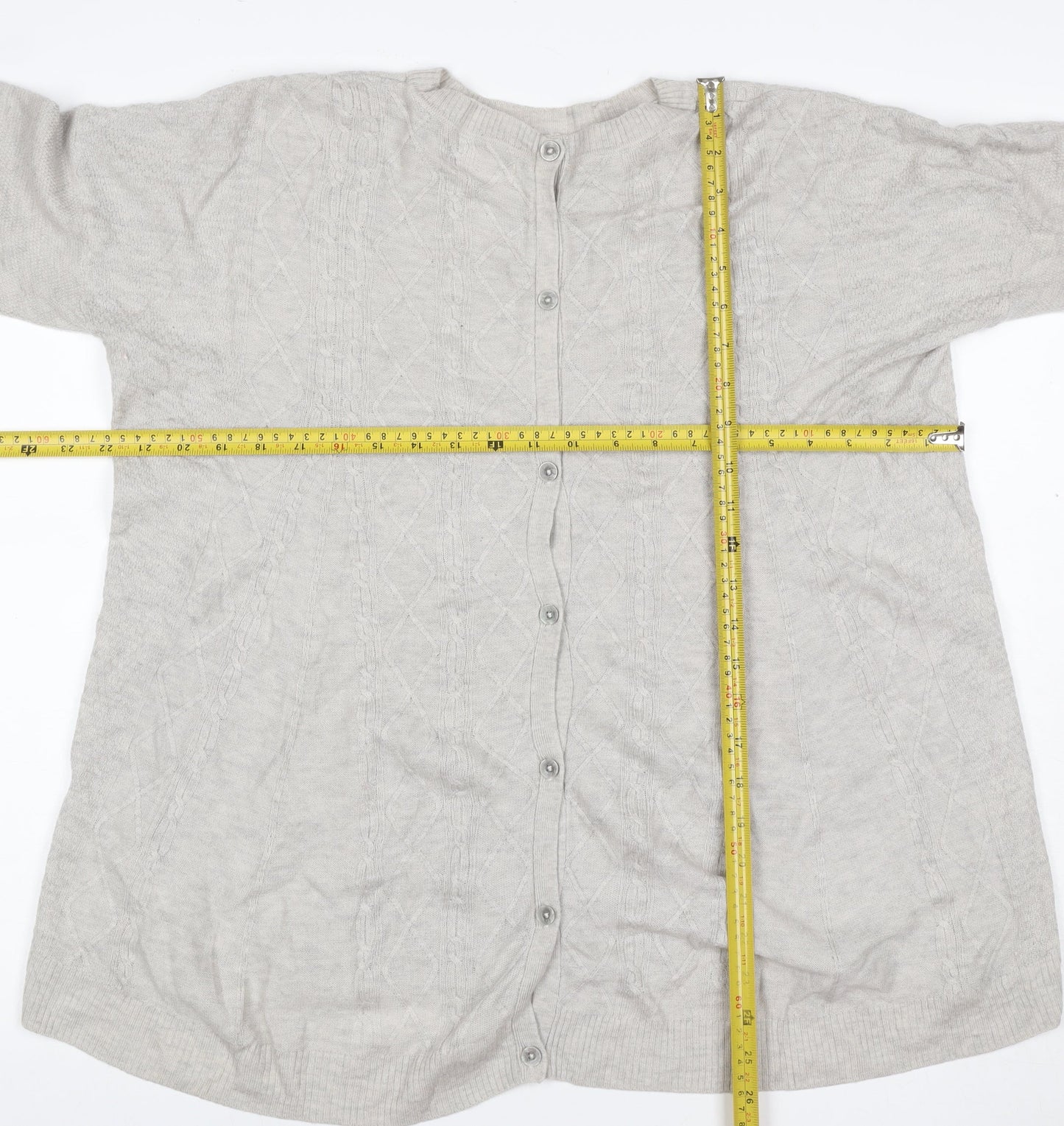 Fat Face Women’s Grey Cable Knit Button Cardigan UK 14