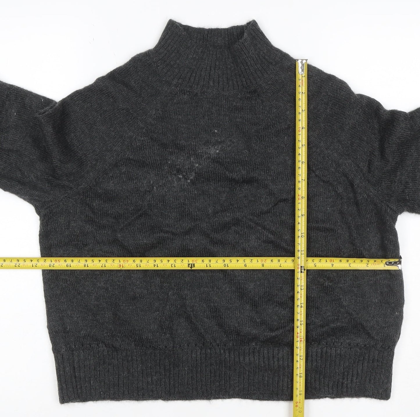 Per Una Women Grey M High Neck Raglan Knit Jumper Wool Blend