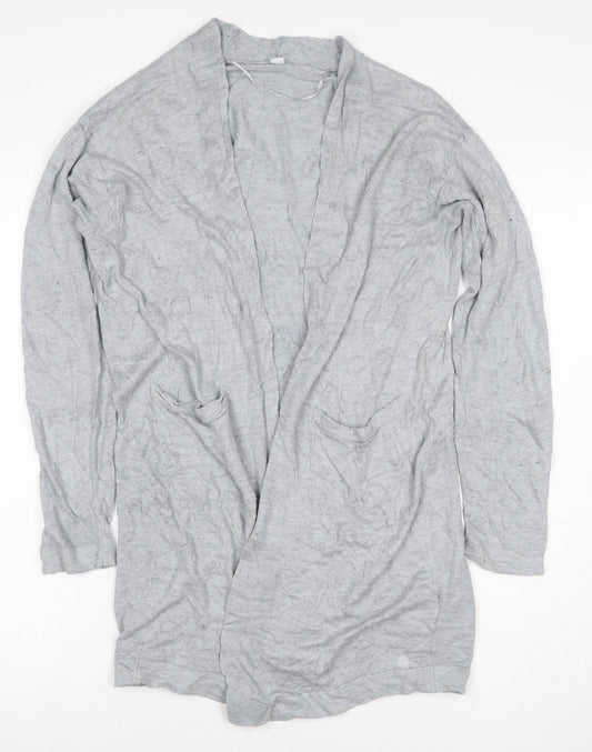 Uniqlo Women Grey Linen Viscose Open Front Cardigan Size M UK 12