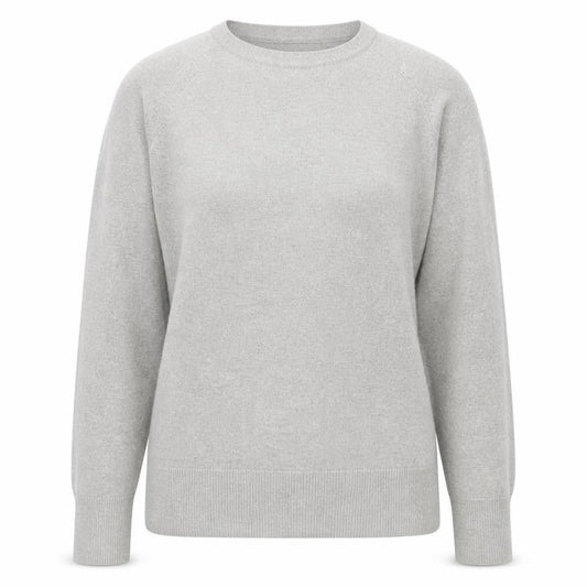 Massimo Dutti Women Grey Silk Cotton Crew Neck Pullover Jumper L