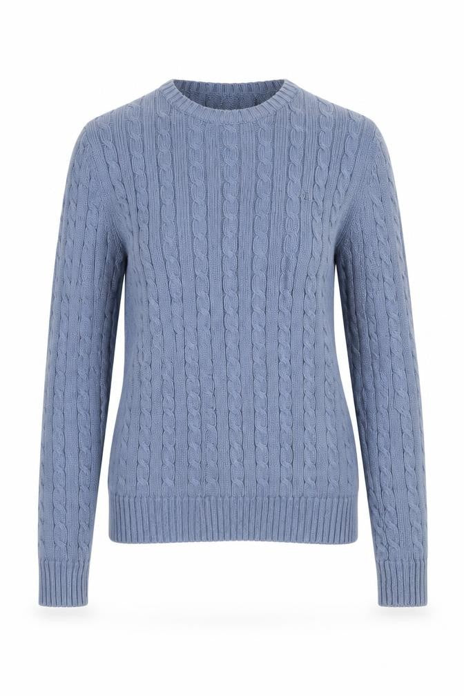 Lauren Ralph Lauren Women Blue S Cable Knit Cotton Crew Neck Jumper