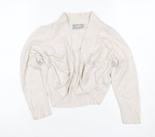 Wallis Women Ivory Open Front Cardigan Size S Cotton Viscose Knit