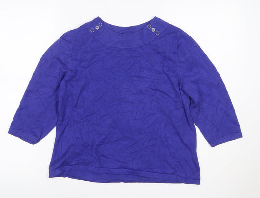 Minuet Petite Women Purple L Viscose Knit Button Shoulder Jumper