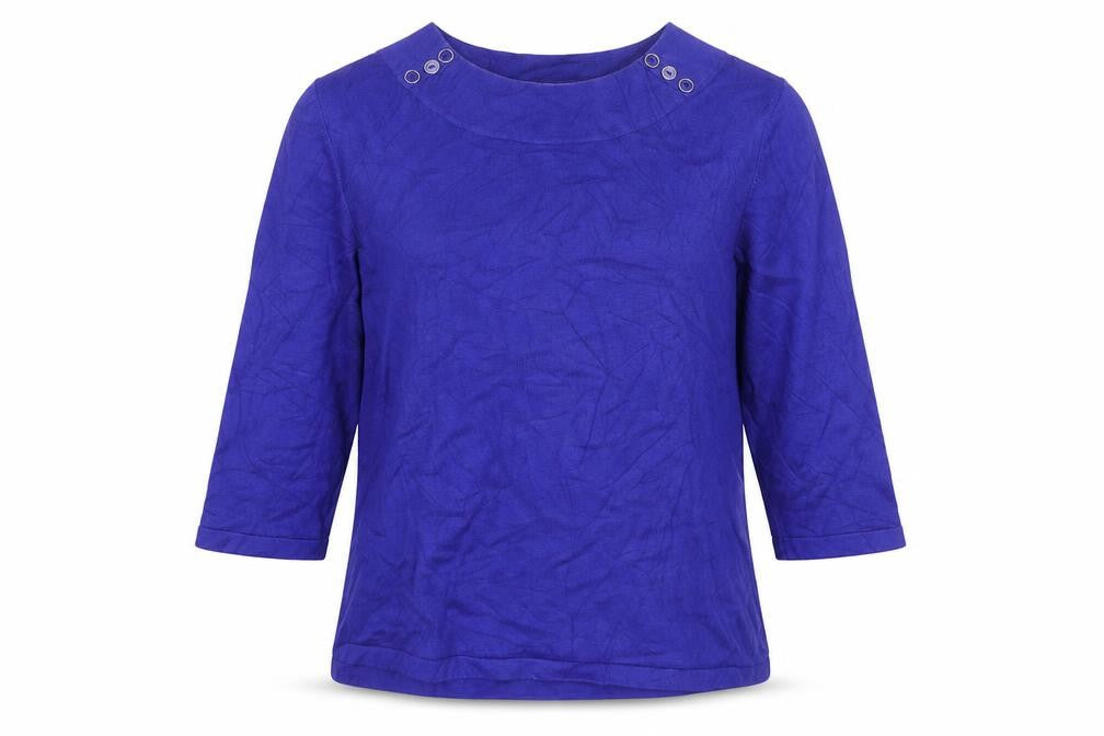 Minuet Petite Women Purple L Viscose Knit Button Shoulder Jumper