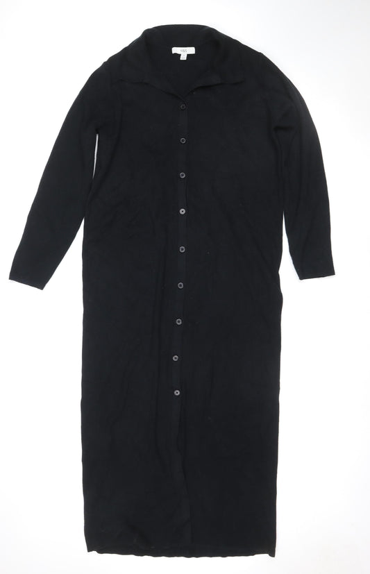 Marks and Spencer Women Black UK 16 Long Sleeve Shirt Dress
