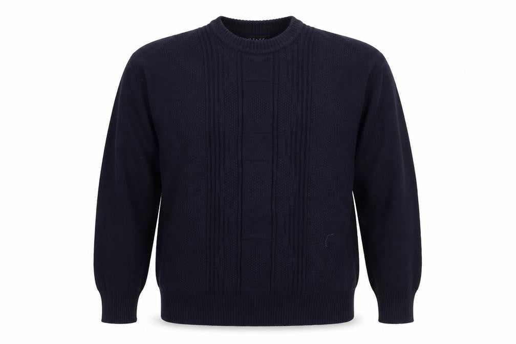 Jaeger Men’s Blue XL Cable Knit Cotton Crew Neck Pullover Jumper